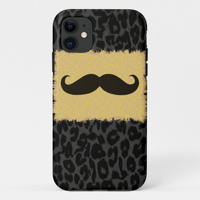 Funny Moustache and Leopard Print Case-Mate iPhone Case (Back)