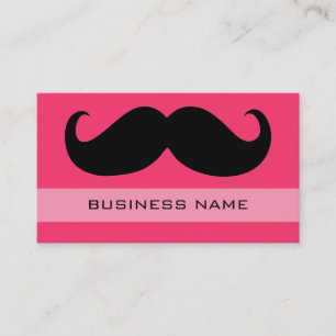 Funny Moustache and Plain Hot Pink Business Card