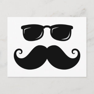 Funny moustache and sunglasses face postcard