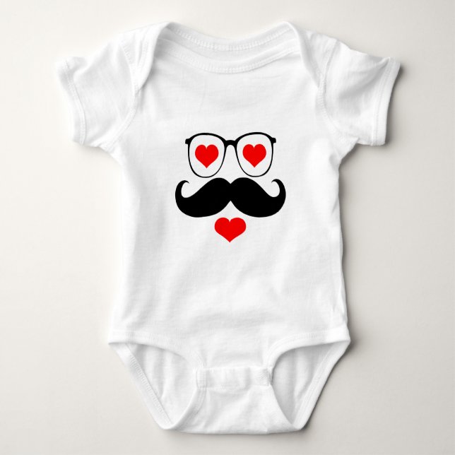 Funny Moustache Baby Bodysuit (Front)
