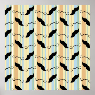 Funny Moustache Background Poster
