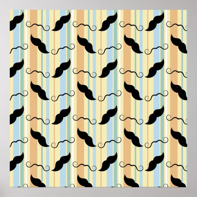 Funny Moustache Background Poster (Front)