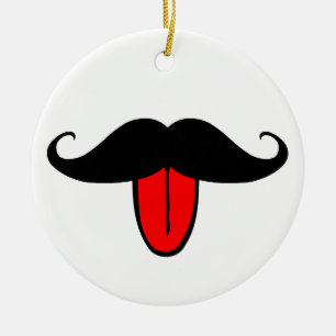 Funny moustache ceramic tree decoration