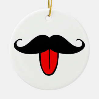Funny moustache ceramic tree decoration