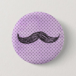 Funny   Moustache Drawing With Purple Polka Dots 6 Cm Round Badge