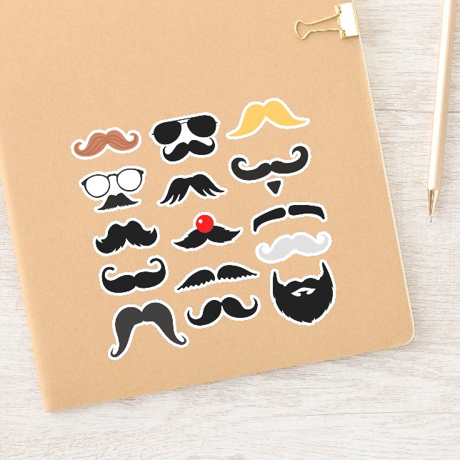 Funny Moustache Expressive Moustache Sticker Set (Notebook)