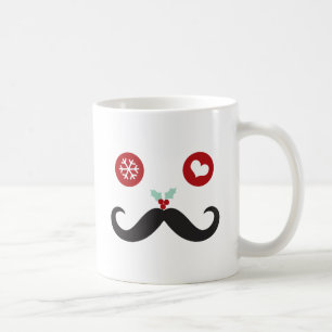 Funny Moustache Face Christmas Holiday Mug