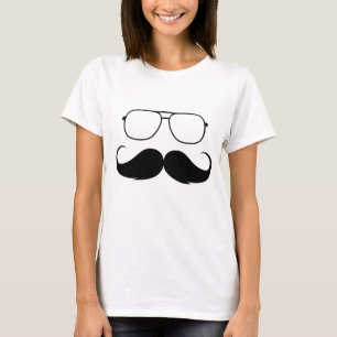 funny moustache glasses in black T-Shirt