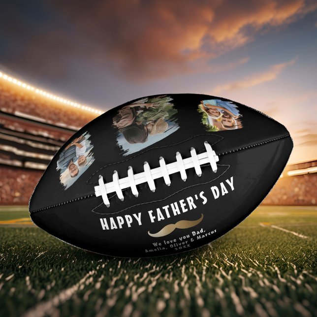Funny Moustache Happy Father's Day 3 Photo Football (Creator Uploaded)
