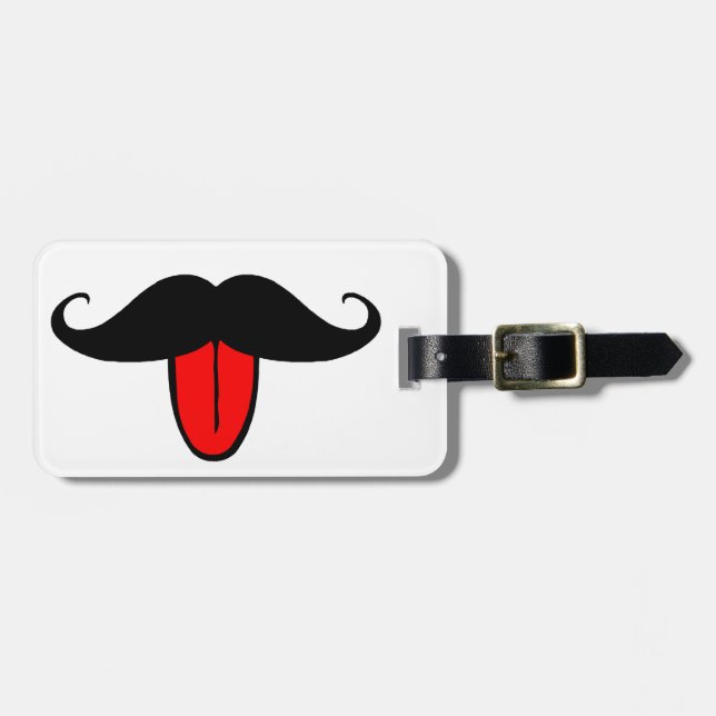 Funny moustache luggage tag (Front Horizontal)