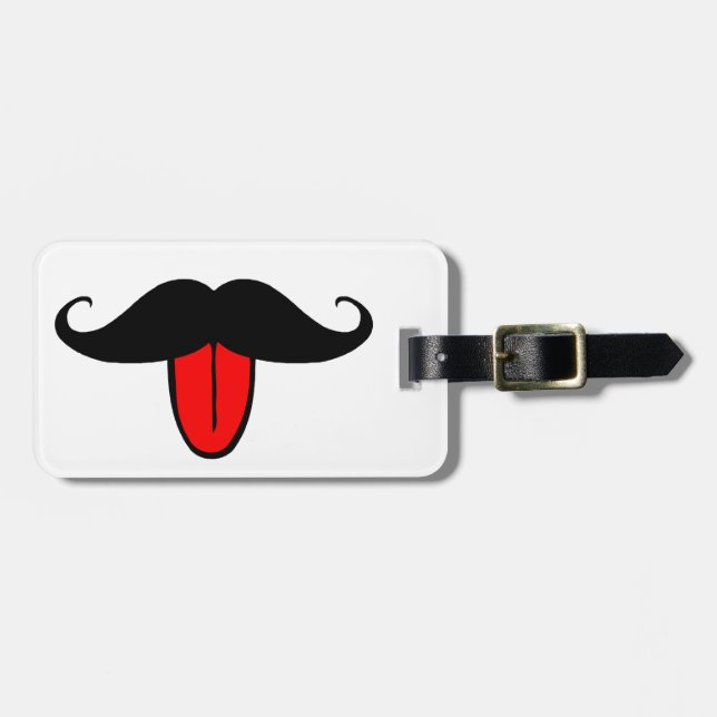 Funny moustache luggage tag (Front Horizontal)