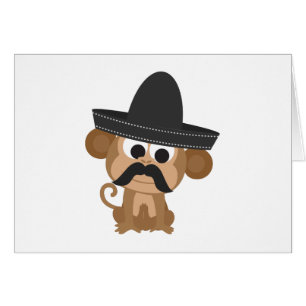 Funny Moustache Monkey wearing a Mexican Sombrero