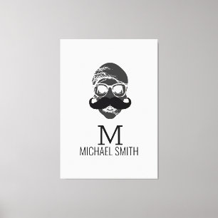 Funny Moustache Monogram #2 Canvas Print