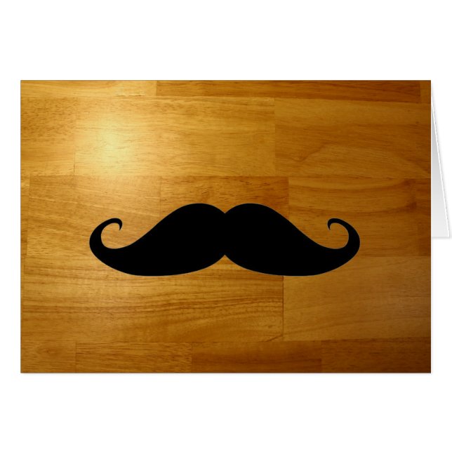Funny Moustache on Shiny Wood Texture Background (Front Horizontal)