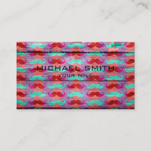 Funny Moustache on Vintage Wooden Business Card