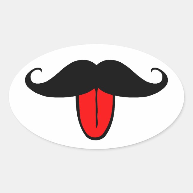 Funny moustache oval sticker (Front)