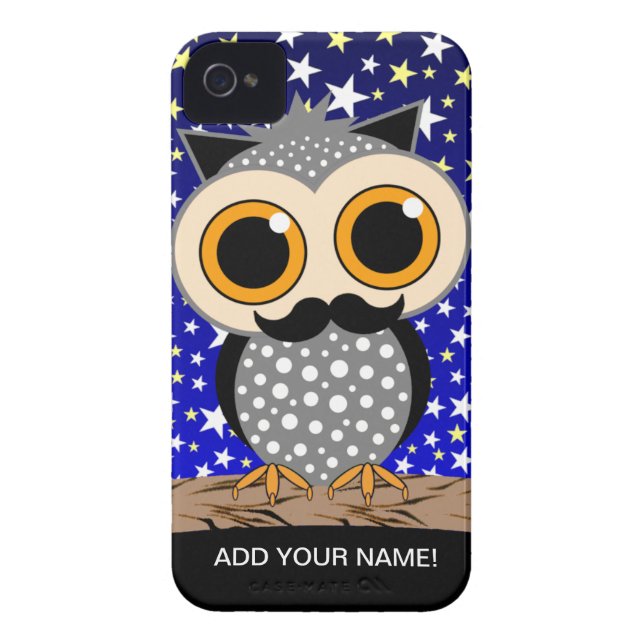 funny moustache owl Case-Mate iPhone case (Back)