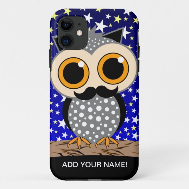 funny moustache owl Case-Mate iPhone case (Back)