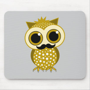 funny moustache owl mouse pad