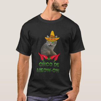 Funny Moustache Peppers Cinco De Meow-Ow Matching T-Shirt