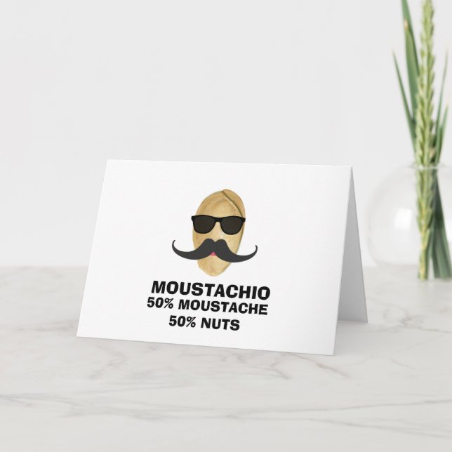 Funny Moustache Pistachio Greeting card (Front)