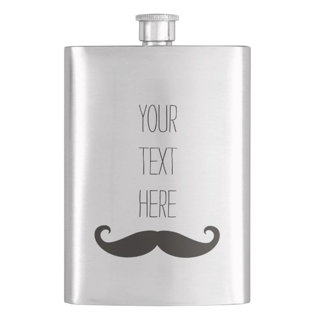 Funny Moustache / Schnurrbart + your text Hip Flask (Front)