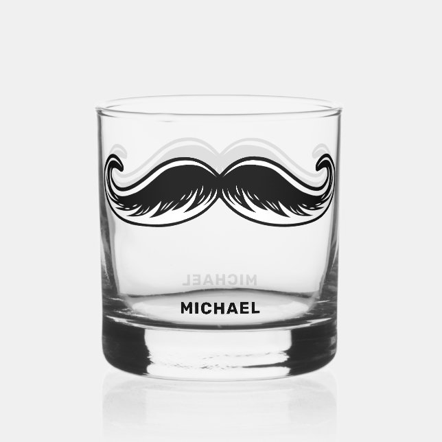 Funny Moustache Whiskey Glass (Front)