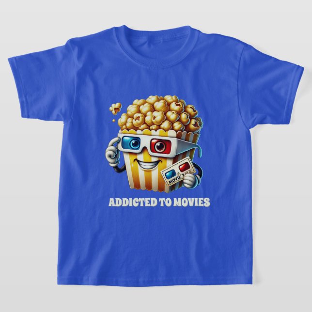 Funny movie addict popcorn T-Shirt (Laydown)