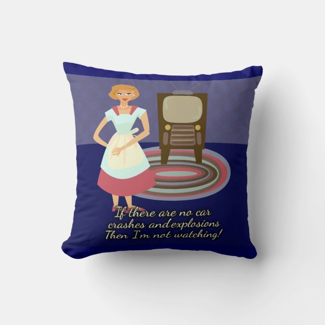 Funny Movie Lover Cartoon Housewife Character Cushion (Front)