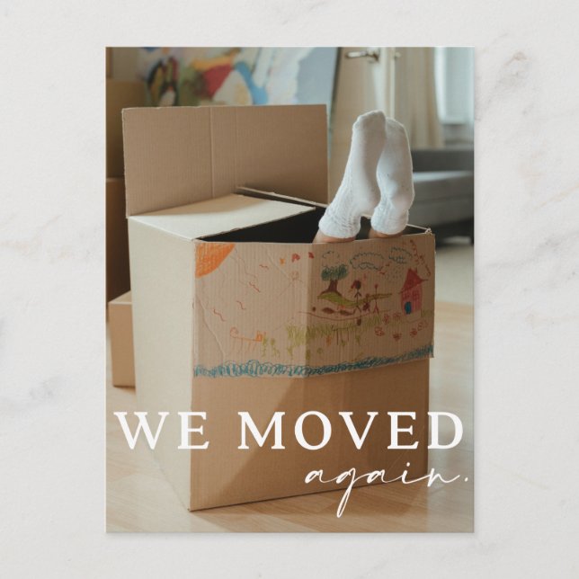 Funny Moving Announcement Postcard with Photo (Front)