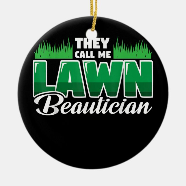 Funny Mowing Lawn Beer Dad Landscaping Lawn Ceramic Tree Decoration (Front)