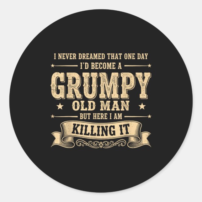 Funny Mpy Old Man  Classic Round Sticker (Front)