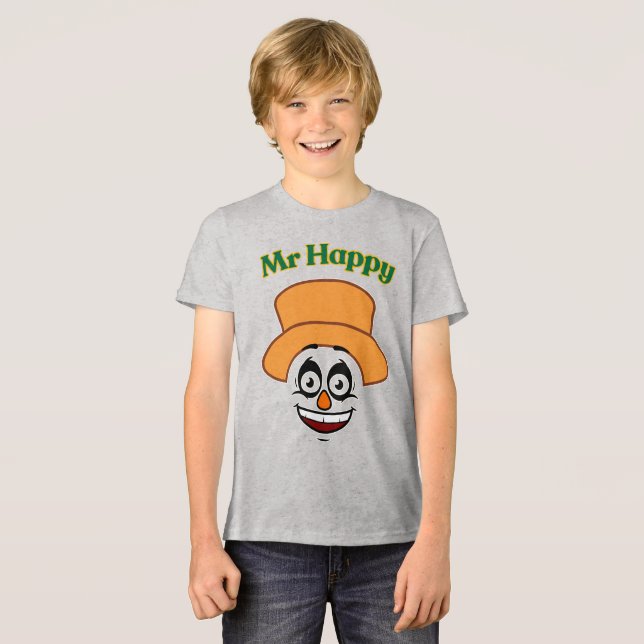 Funny Mr Happy Graphic Tee for Kids (Front Full)