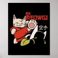 Funny Mr Meowgi Karate Cat Meow Design Men Women