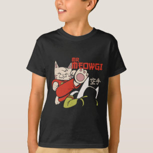 Funny Mr Meowgi Karate Cat Meow Design Men Women T-Shirt