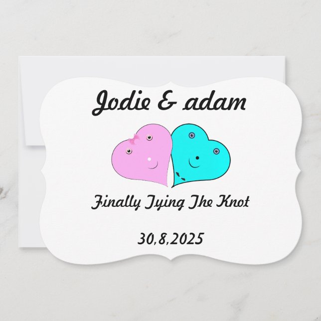 funny mr & mrs hearts  invitation (Front)