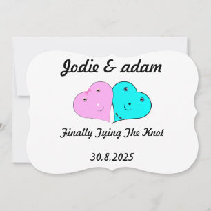 funny mr & mrs hearts invitation