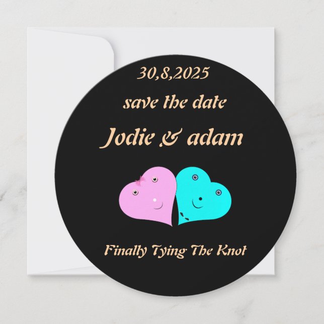 funny mr & mrs hearts Invitation (Front)
