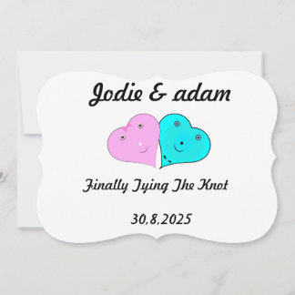 funny mr & mrs hearts  invitation