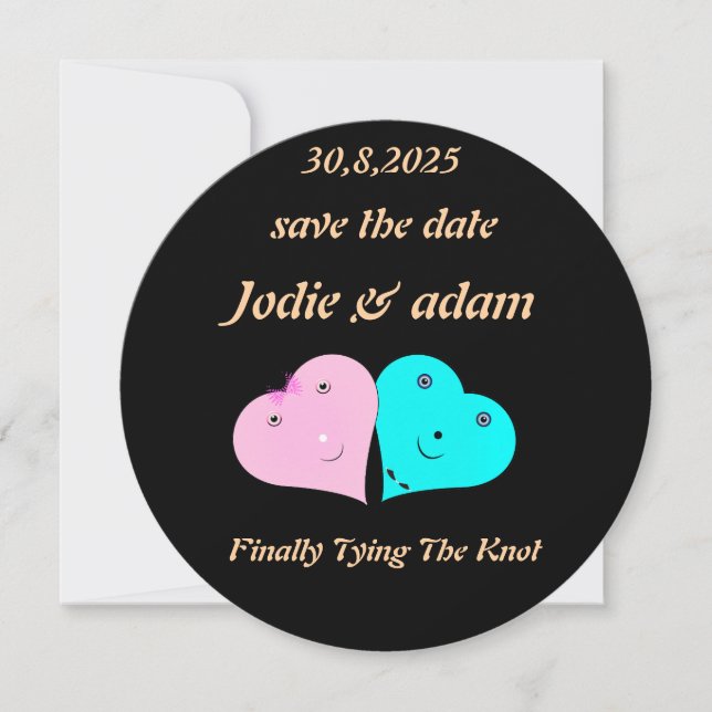funny mr & mrs hearts  save the date (Front)