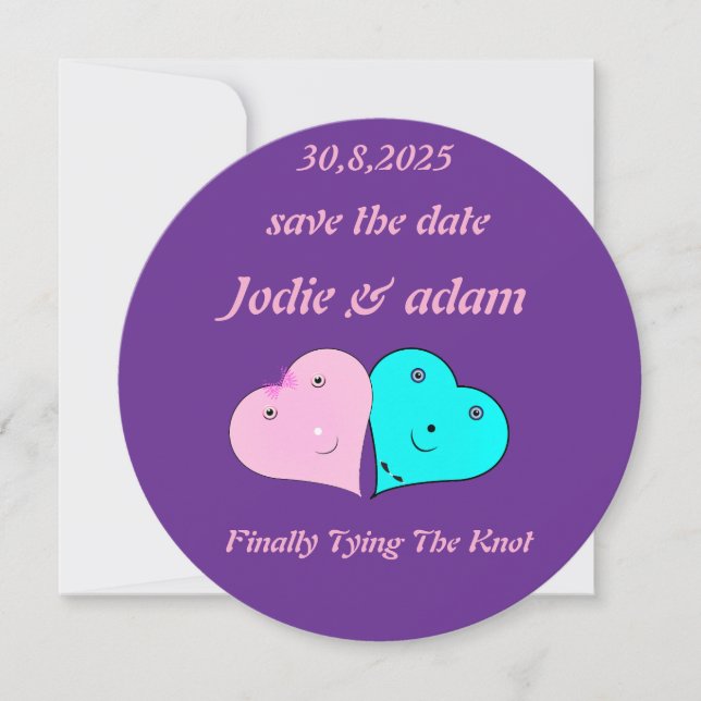 funny mr & mrs hearts  save the date (Front)