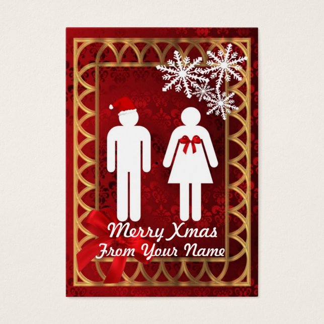 Funny Mr & Mrs  Santa personalised Christmas tag (Front)