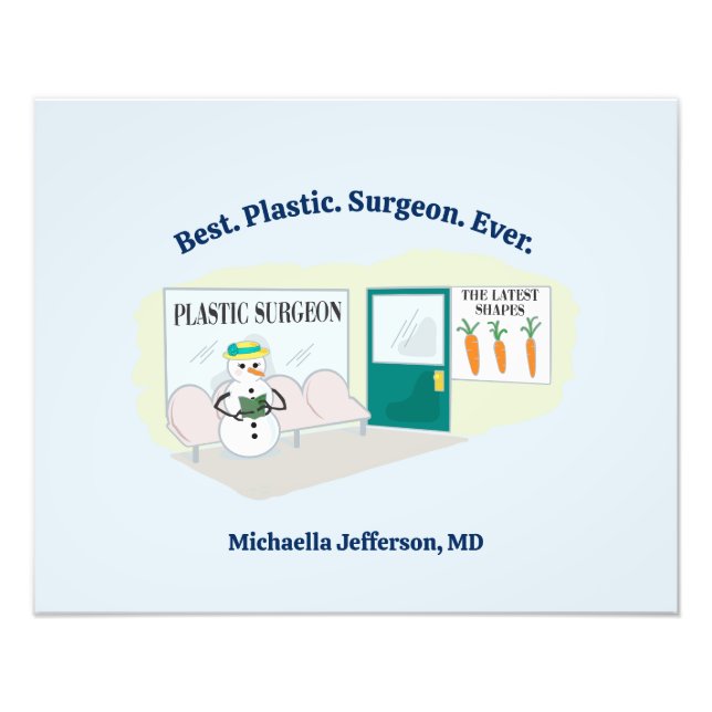 Funny Ms Frosty at plastic surgeon cartoon Photo Print (Front)