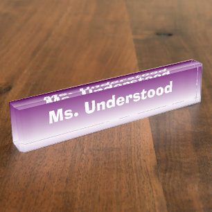 Funny Ms Understood custom desk clock nameplate