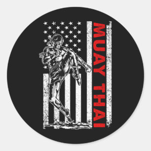 Funny Muay Thai Art For Men Women Kids Muay Thai K Classic Round Sticker