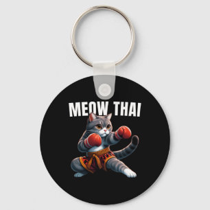 Funny Muay Thai Cat Meow Thai Boxing Martial Art K Key Ring