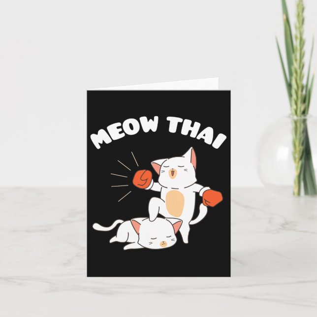 Funny Muay Thai Cats Thai Boxing Fighter Gift  Card (Front)