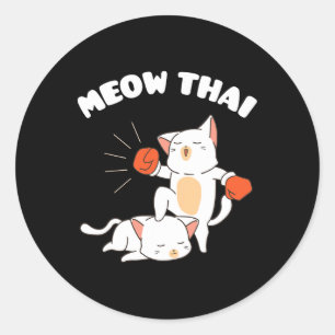 Funny Muay Thai Cats Thai Boxing Fighter Gift Classic Round Sticker