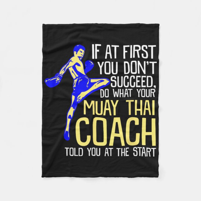 Funny Muay Thai Coach Boxing Design  Fleece Blanket (Front)
