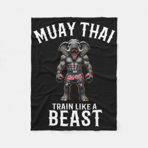 Funny Muay Thai Elephant - Kickboxing And Elephant Fleece Blanket